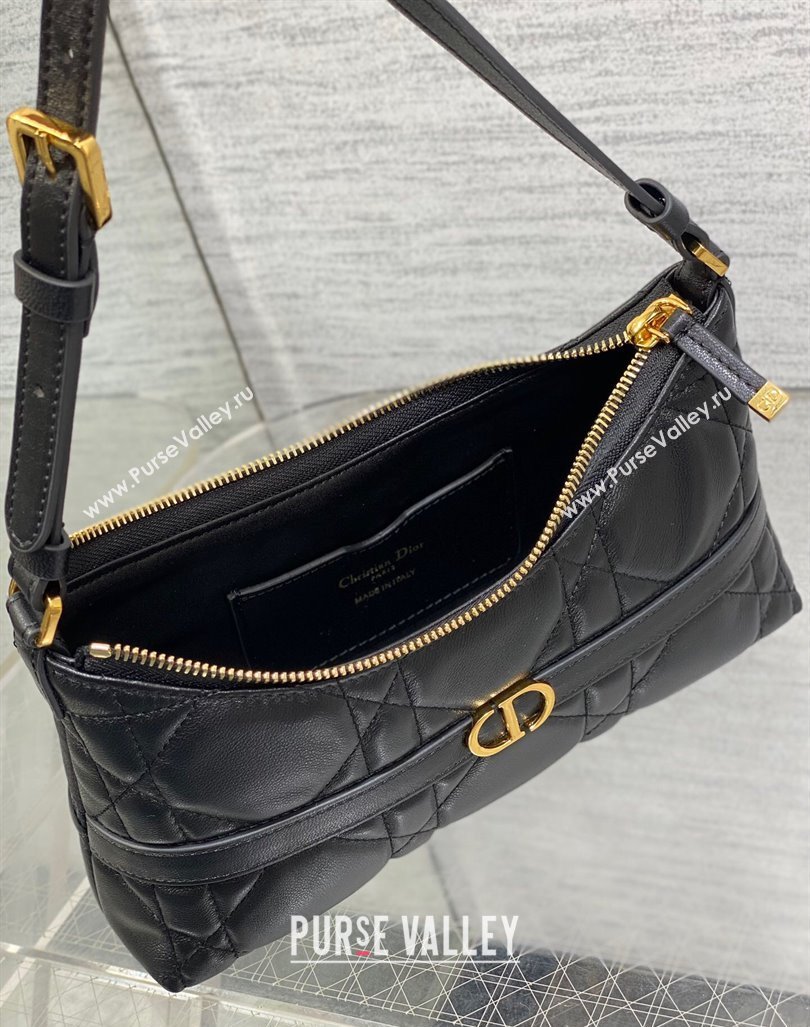 Dior Miss Caro Mini Hobo Shoulder Bag in Macrocannage Lambskin Black 2024 (XXG-241101080)