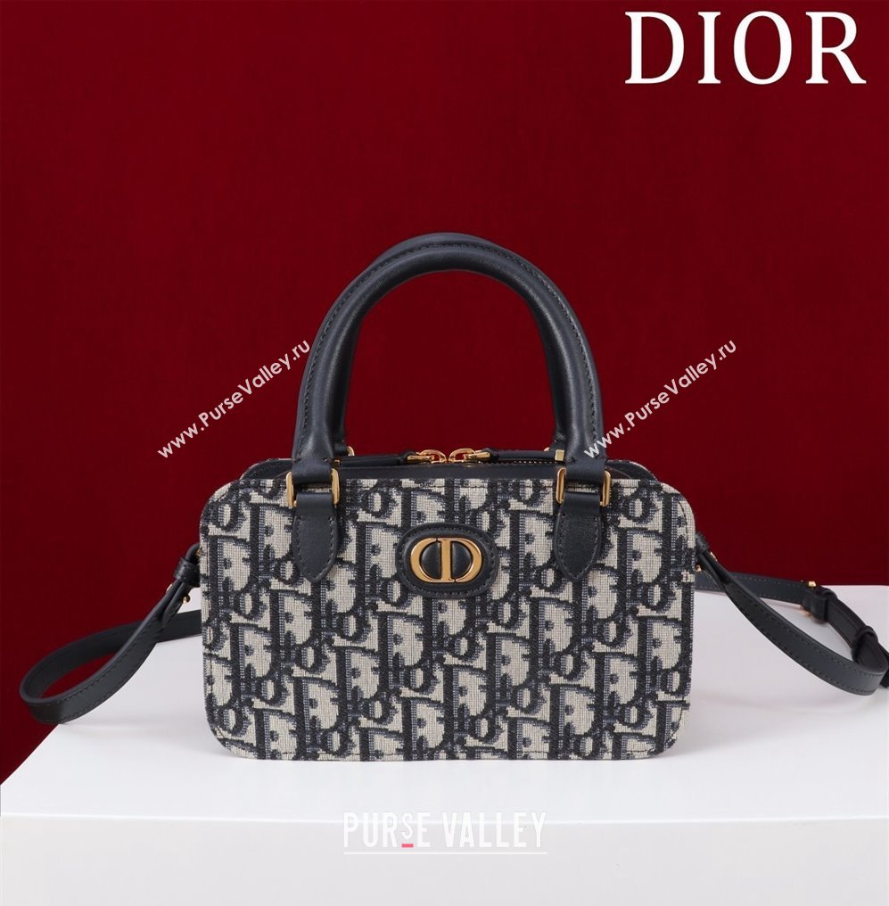 Dior 30 Montaigne Doctor Top Handle Bag in Blue Oblique Canvas 2024 3302 (XXG-241101081)