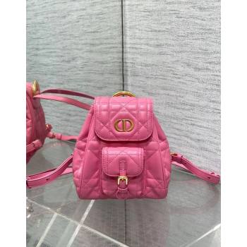 Dior Small Dior Caro Backpack Bag in Macrocannage Lambskin Deep Pink 2024 (XXG-241101003)