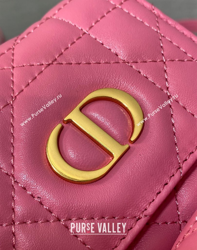 Dior Small Dior Caro Backpack Bag in Macrocannage Lambskin Deep Pink 2024 (XXG-241101003)