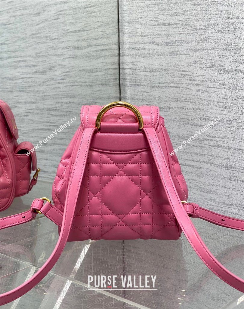 Dior Small Dior Caro Backpack Bag in Macrocannage Lambskin Deep Pink 2024 (XXG-241101003)