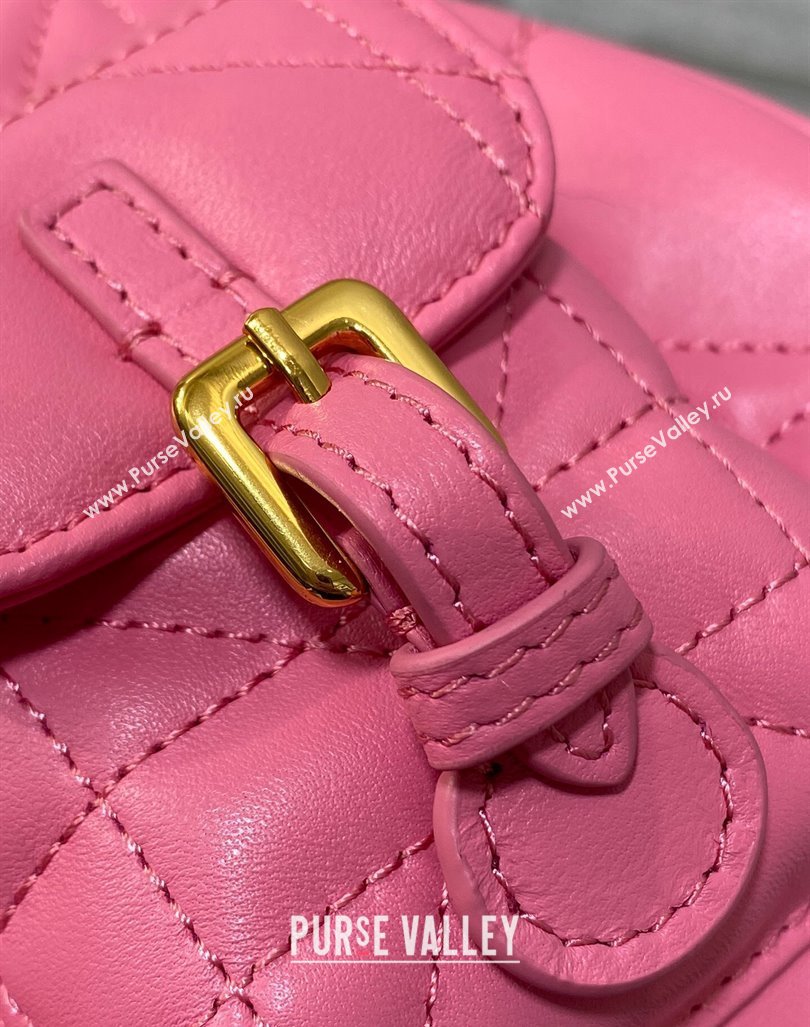 Dior Small Dior Caro Backpack Bag in Macrocannage Lambskin Deep Pink 2024 (XXG-241101003)