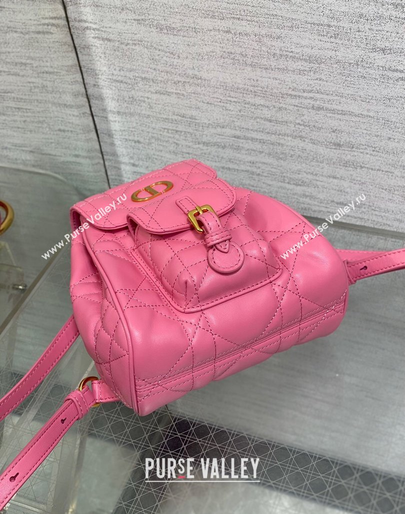 Dior Small Dior Caro Backpack Bag in Macrocannage Lambskin Deep Pink 2024 (XXG-241101003)