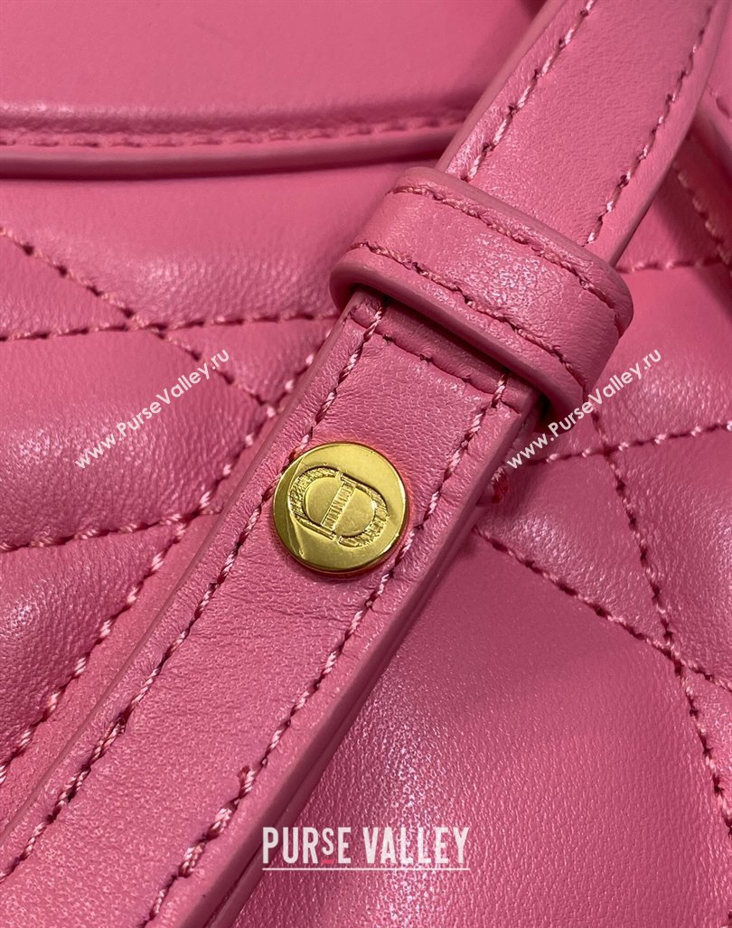 Dior Small Dior Caro Backpack Bag in Macrocannage Lambskin Deep Pink 2024 (XXG-241101003)