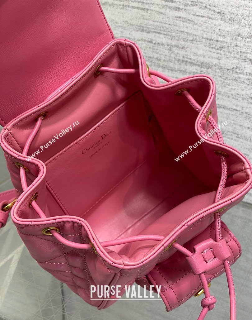 Dior Small Dior Caro Backpack Bag in Macrocannage Lambskin Deep Pink 2024 (XXG-241101003)