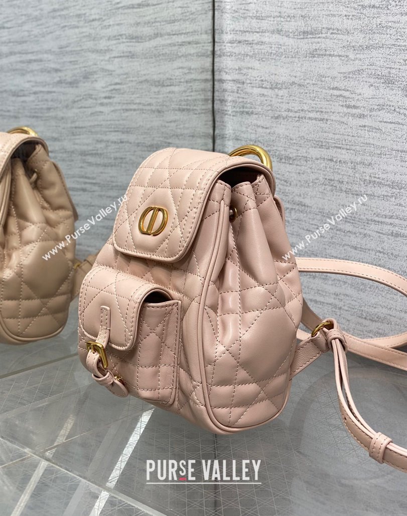 Dior Small Dior Caro Backpack Bag in Macrocannage Lambskin Nude Pink 2024 (XXG-241101004)