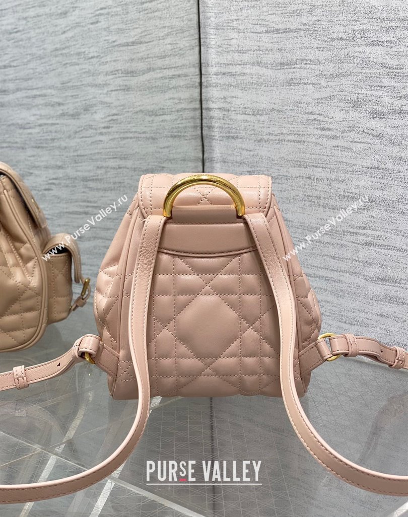 Dior Small Dior Caro Backpack Bag in Macrocannage Lambskin Nude Pink 2024 (XXG-241101004)