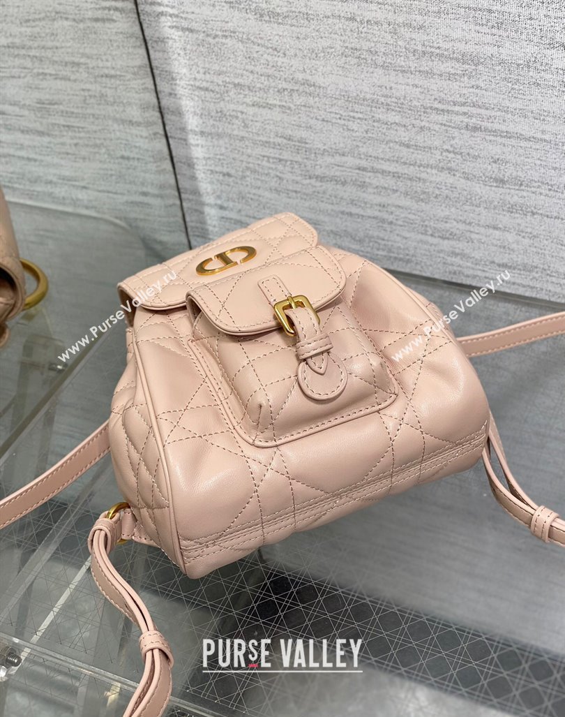 Dior Small Dior Caro Backpack Bag in Macrocannage Lambskin Nude Pink 2024 (XXG-241101004)