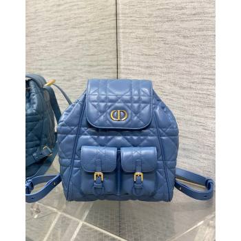 Dior Medium Dior Caro Backpack Bag in Macrocannage Lambskin Blue 2024 (XXG-241101011)