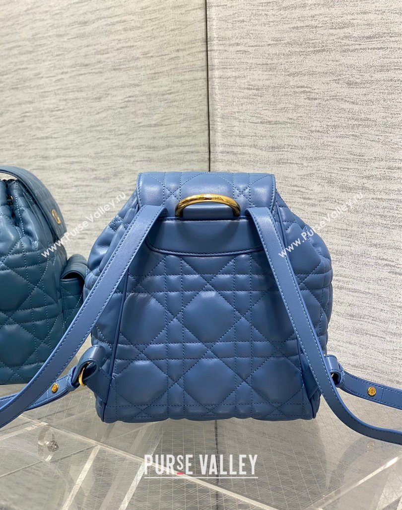 Dior Medium Dior Caro Backpack Bag in Macrocannage Lambskin Blue 2024 (XXG-241101011)