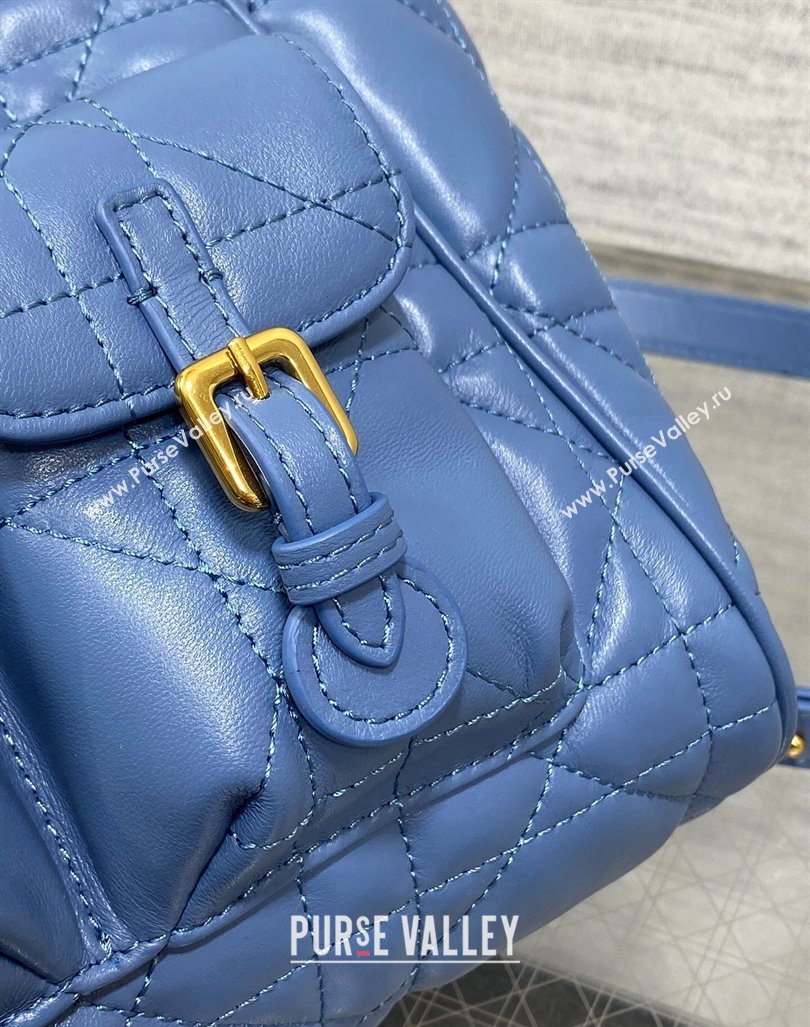 Dior Medium Dior Caro Backpack Bag in Macrocannage Lambskin Blue 2024 (XXG-241101011)