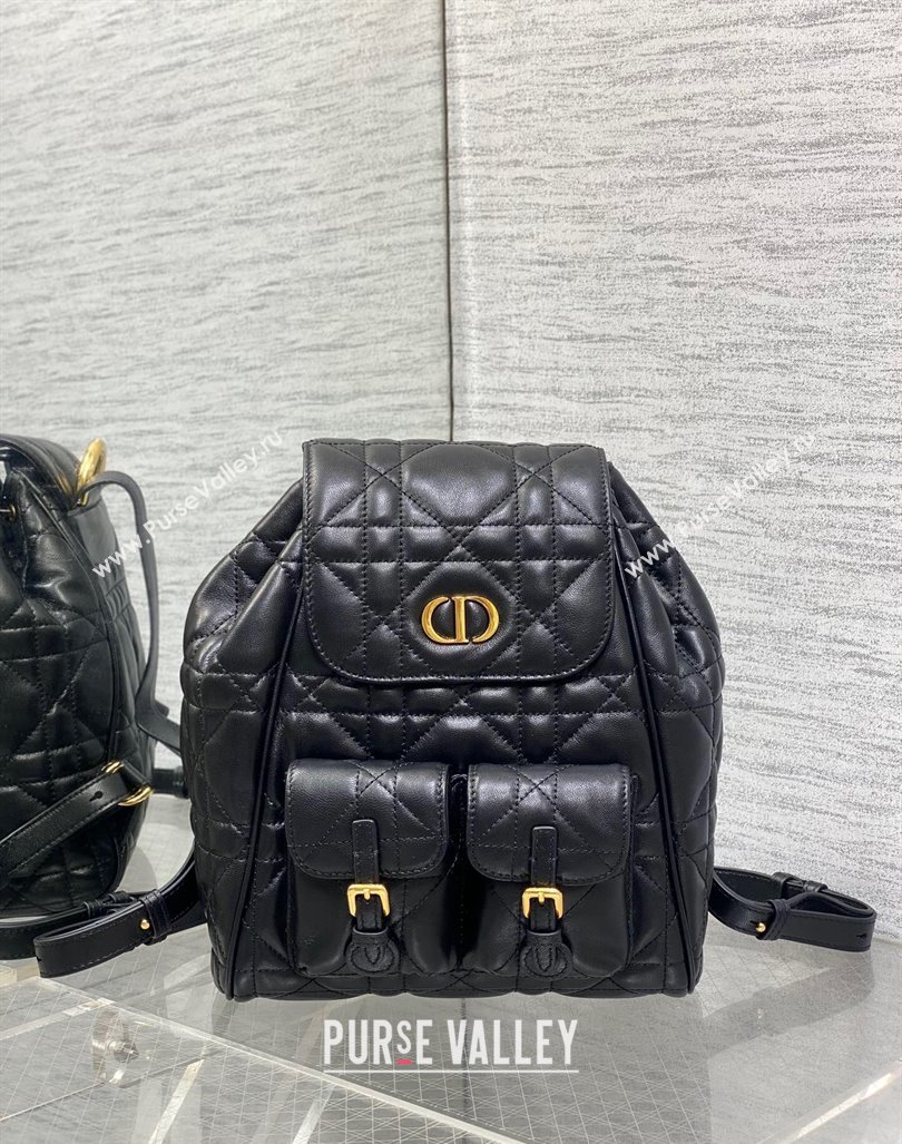 Dior Medium Dior Caro Backpack Bag in Macrocannage Lambskin Black 2024 (XXG-241101012)