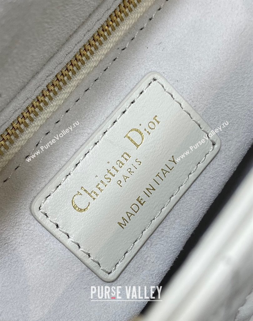 Dior Mini Lady Dior Bag in White Cannage Lambskin with Brown Tortoiseshell-effect Link 2024 (XXG-241101088)