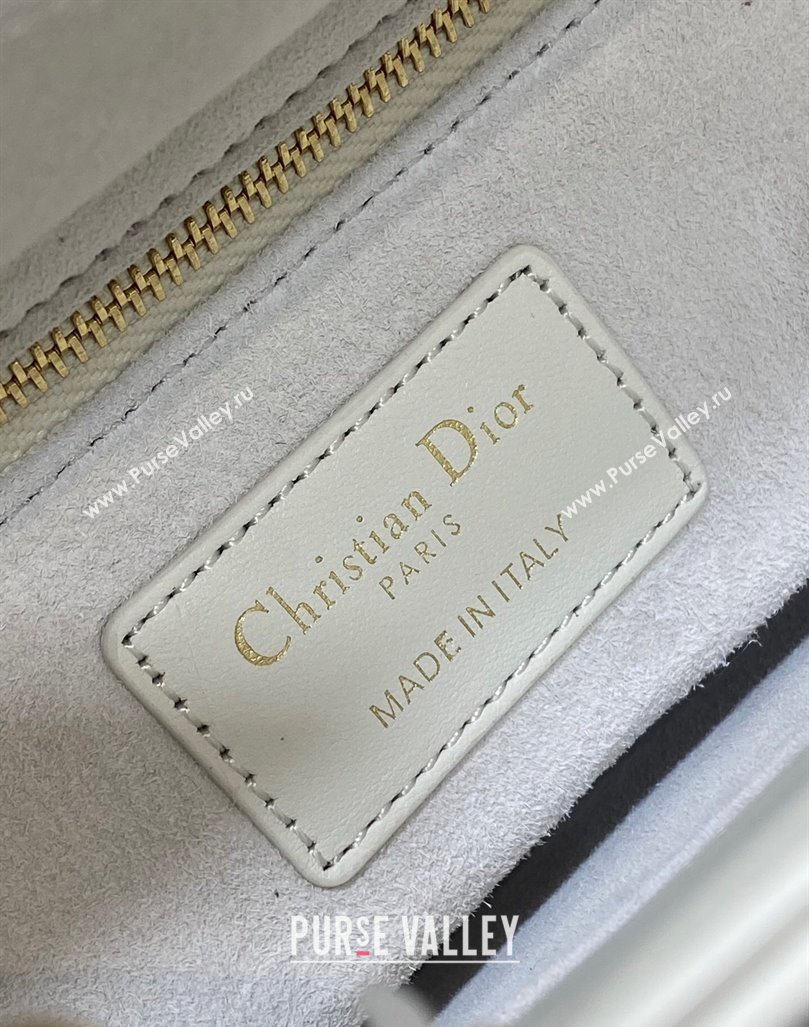 Dior Small Lady Dior Bag in White Cannage Lambskin with Brown Tortoiseshell-effect Link 2024 (XXG-241101091)