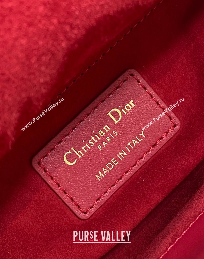 Dior Dioramour Mini Lady Dior Bag in Cannage Lambskin with Heart Charm Red 2024 (XXG-241101096)