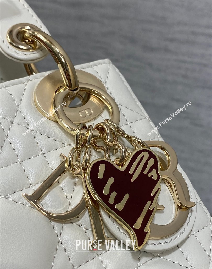 Dior Dioramour Mini Lady Dior Bag in Cannage Lambskin with Heart Charm 2024 (XXG-241101097)