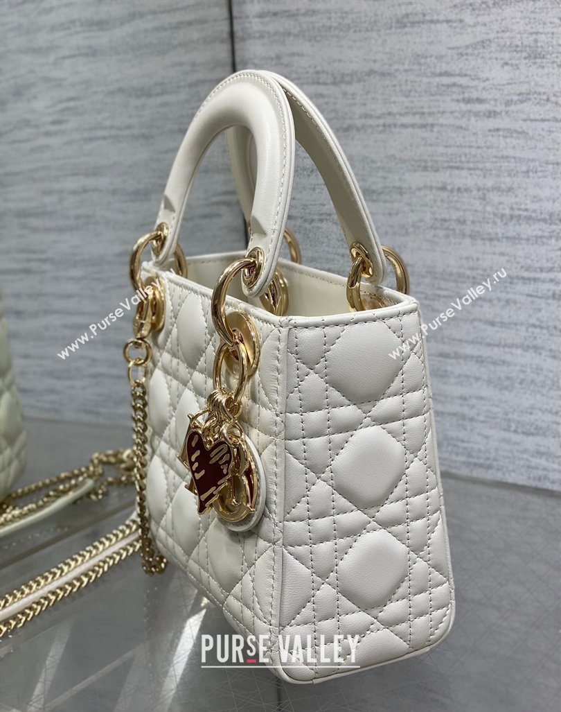 Dior Dioramour Mini Lady Dior Bag in Cannage Lambskin with Heart Charm 2024 (XXG-241101097)