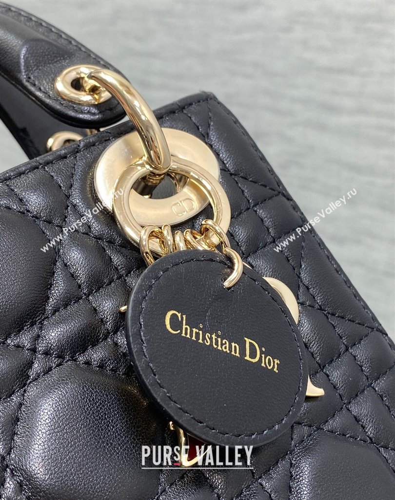 Dior Dioramour Mini Lady Dior Bag in Black Cannage Lambskin with Heart Charm 2024 (XXG-241101098)