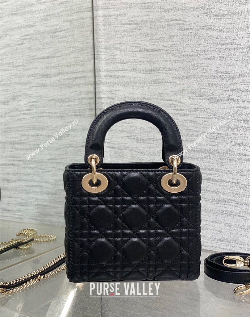 Dior Dioramour Mini Lady Dior Bag in Black Cannage Lambskin with Heart Charm 2024 (XXG-241101098)