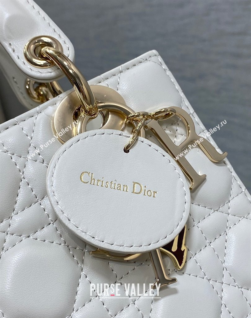 Dior Dioramour Small Lady Dior Bag in White Cannage Lambskin with Heart Charm 2024 (XXG-241101094)