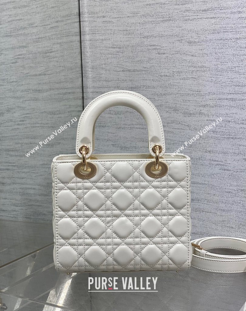 Dior Dioramour Small Lady Dior Bag in White Cannage Lambskin with Heart Charm 2024 (XXG-241101094)