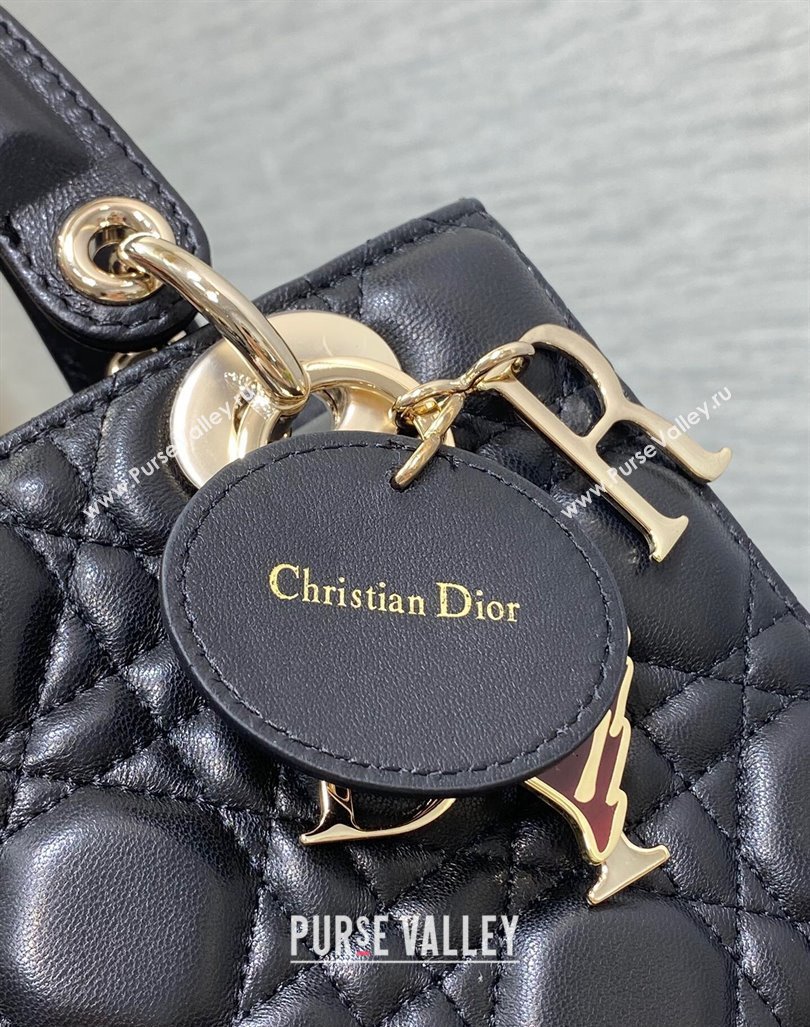 Dior Dioramour Small Lady Dior Bag in Black Cannage Lambskin with Heart Charm 2024 (XXG-241101095)