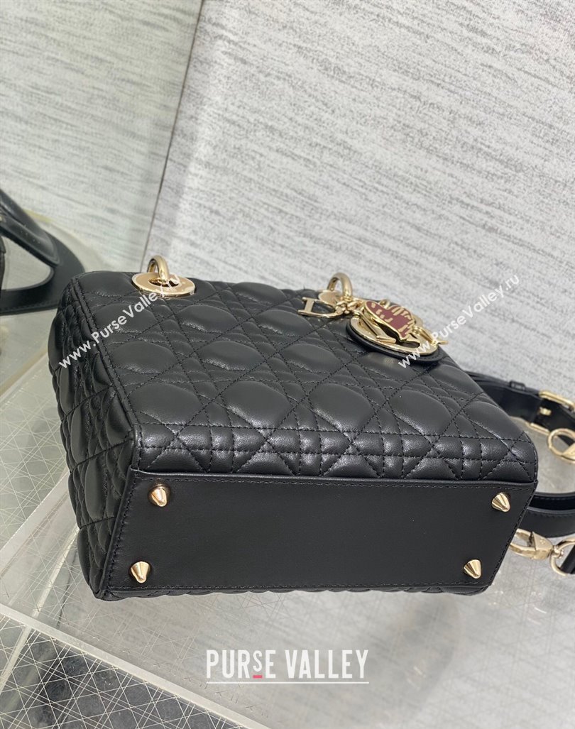 Dior Dioramour Small Lady Dior Bag in Black Cannage Lambskin with Heart Charm 2024 (XXG-241101095)