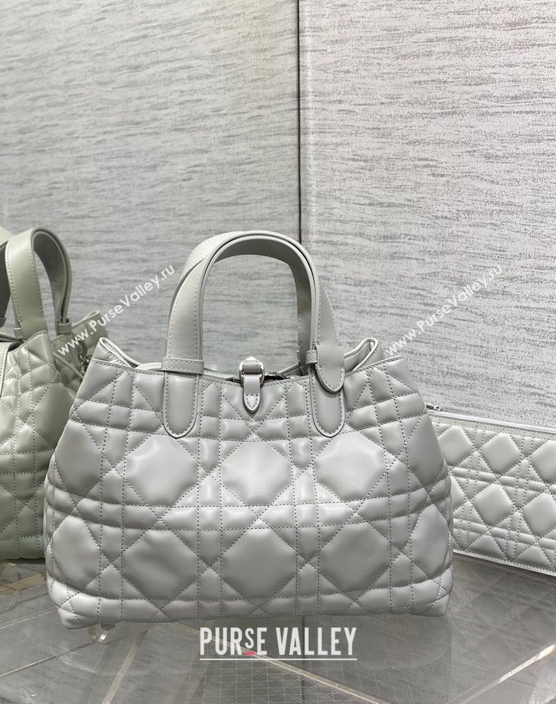 Dior Medium Toujours Tote bag in Macrocannage Calfskin Cloud Grey 2024 (XXG-241101099)