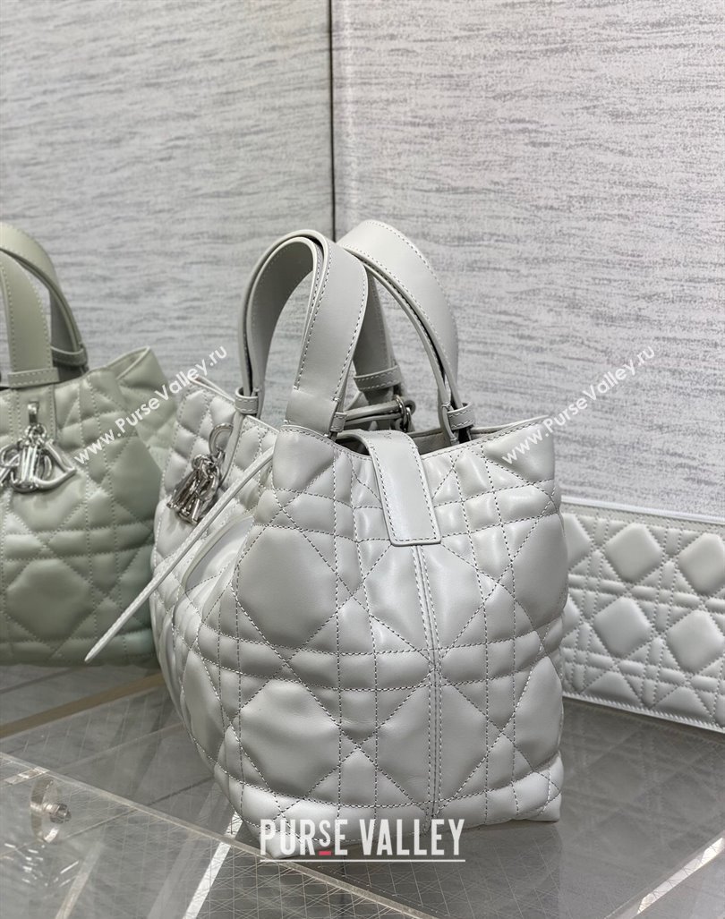 Dior Medium Toujours Tote bag in Macrocannage Calfskin Cloud Grey 2024 (XXG-241101099)