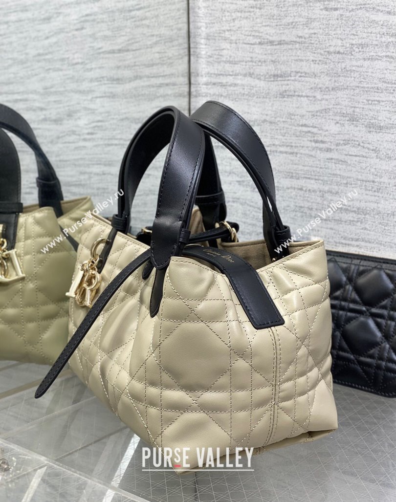 Dior Small Toujours Tote bag in Macrocannage Calfskin Beige/Black 2024 (XXG-241101105)