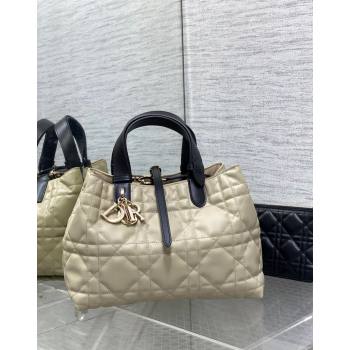 Dior Medium Toujours Tote bag in Macrocannage Calfskin Beige/Black 2024 (XXG-241101100)