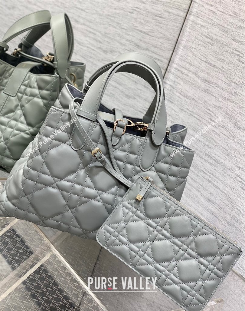 Dior Medium Toujours Tote bag in Macrocannage Calfskin Cloud Grey 2024 (XXG-241101102)