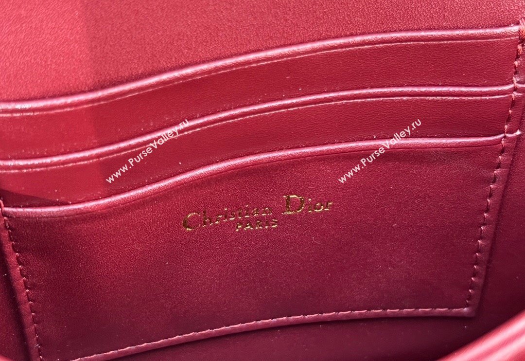 Dior My Dior Mini Bag in Patent Cannage Calfskin with Pearl 0980 Burgundy 2024 (BF-241031055)