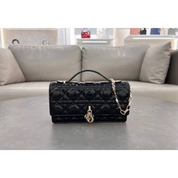 Dior My Dior Mini Bag in Patent Cannage Calfskin with Pearl 0980 Black (BF-241031056)