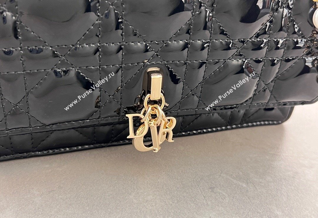 Dior My Dior Mini Bag in Patent Cannage Calfskin with Pearl 0980 Black (BF-241031056)