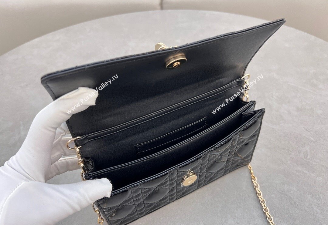 Dior My Dior Mini Bag in Patent Cannage Calfskin with Pearl 0980 Black (BF-241031056)