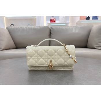 Dior My Dior Mini Bag in Patent Cannage Calfskin with Pearl 0980 White (BF-241031057)