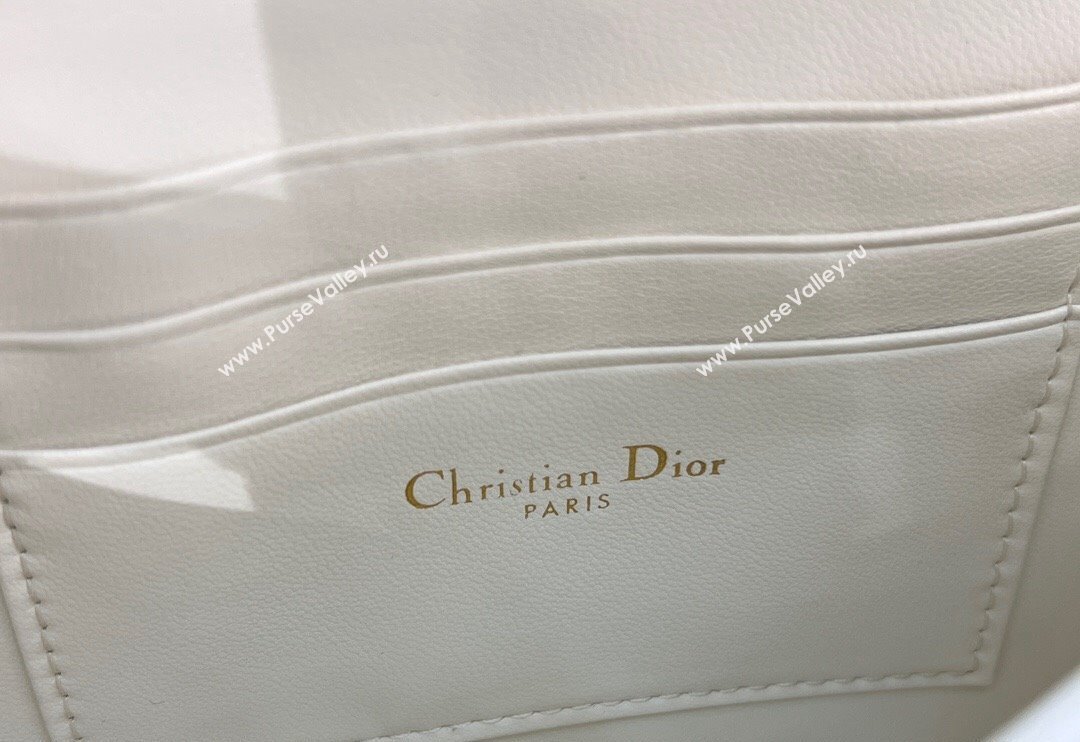 Dior My Dior Mini Bag in Patent Cannage Calfskin with Pearl 0980 White (BF-241031057)