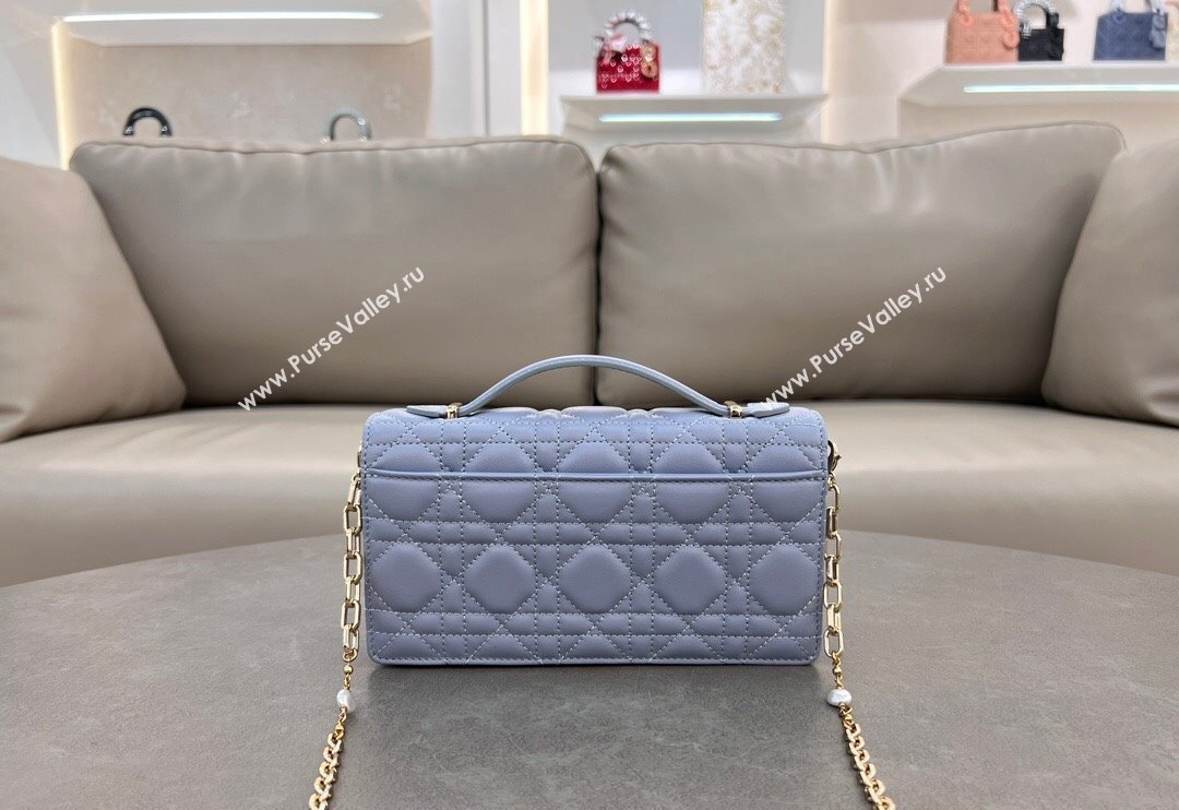 Dior My Dior Mini Bag in Cannage Lambskin with Pearl 0980 Light Blue (BF-241031058)