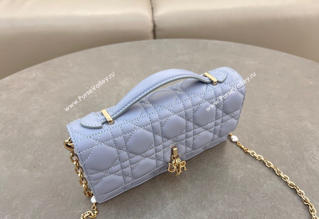 Dior My Dior Mini Bag in Cannage Lambskin with Pearl 0980 Light Blue (BF-241031058)