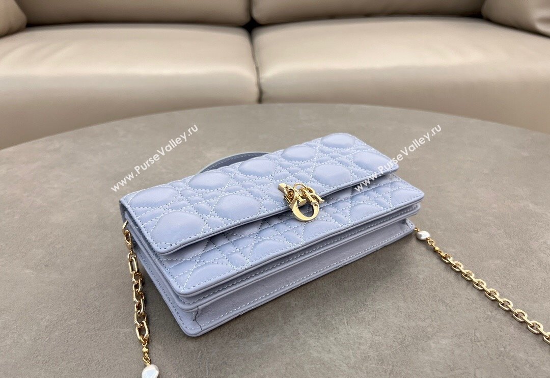 Dior My Dior Mini Bag in Cannage Lambskin with Pearl 0980 Light Blue (BF-241031058)