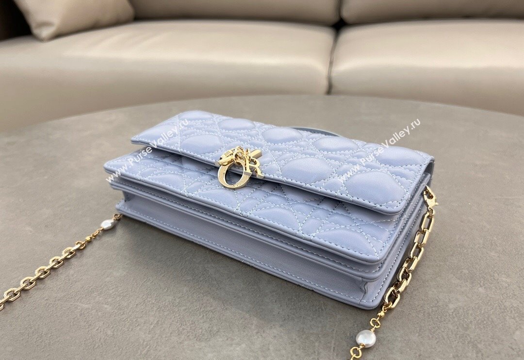 Dior My Dior Mini Bag in Cannage Lambskin with Pearl 0980 Light Blue (BF-241031058)