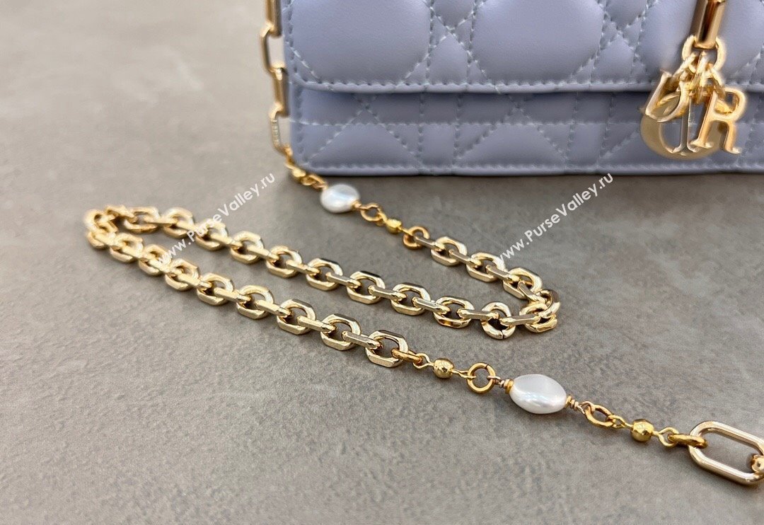 Dior My Dior Mini Bag in Cannage Lambskin with Pearl 0980 Light Blue (BF-241031058)