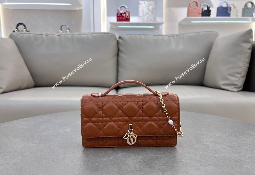 Dior My Dior Mini Bag in Cannage Lambskin with Pearl 0980 Bronze Brown (BF-241031059)