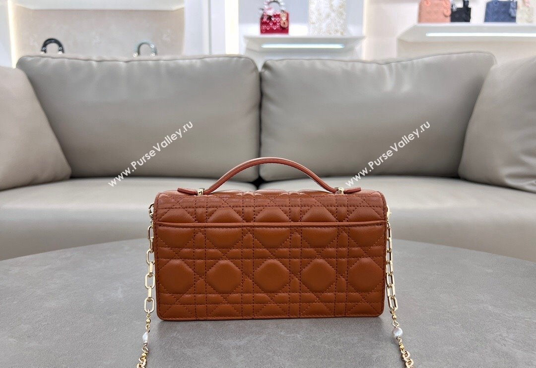 Dior My Dior Mini Bag in Cannage Lambskin with Pearl 0980 Bronze Brown (BF-241031059)