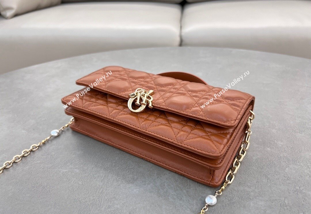 Dior My Dior Mini Bag in Cannage Lambskin with Pearl 0980 Bronze Brown (BF-241031059)