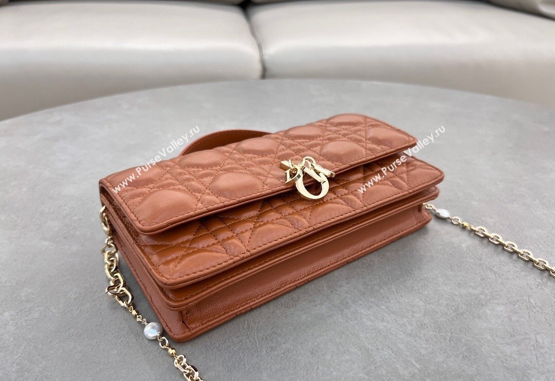 Dior My Dior Mini Bag in Cannage Lambskin with Pearl 0980 Bronze Brown (BF-241031059)