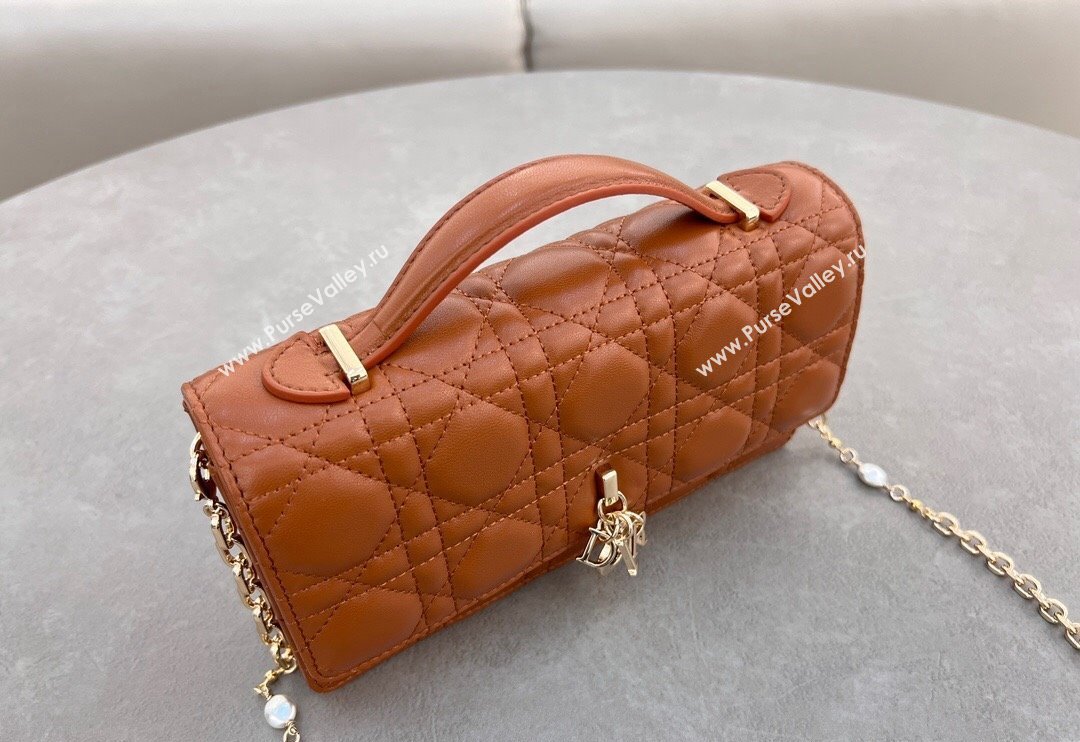 Dior My Dior Mini Bag in Cannage Lambskin with Pearl 0980 Bronze Brown (BF-241031059)