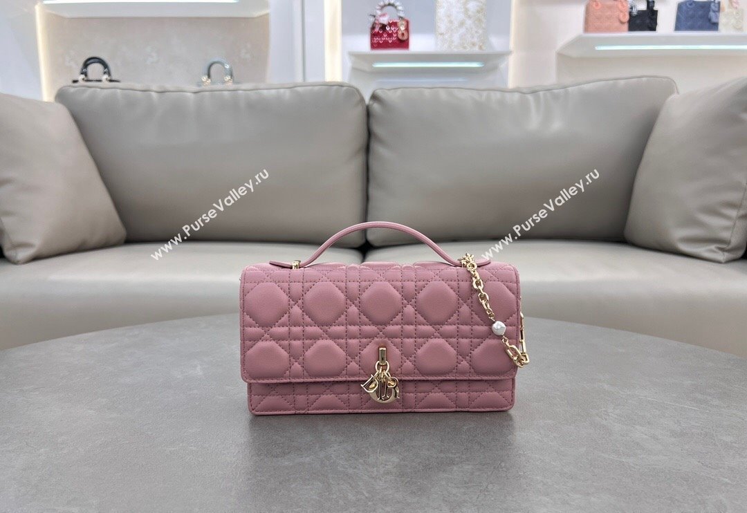 Dior My Dior Mini Bag in Cannage Lambskin with Pearl 0980 Aged Pink (BF-241031060)