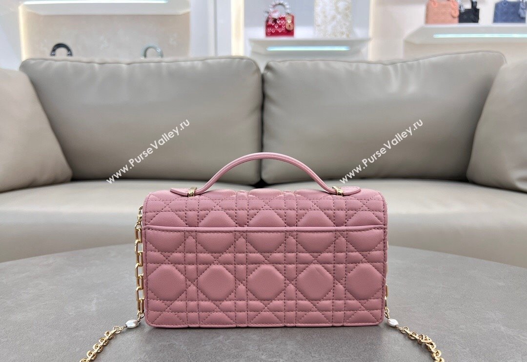 Dior My Dior Mini Bag in Cannage Lambskin with Pearl 0980 Aged Pink (BF-241031060)